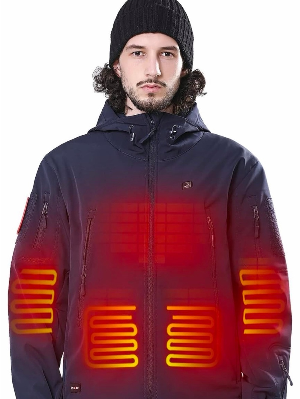 Heated Men's Hooded Jacket in Dark Navy